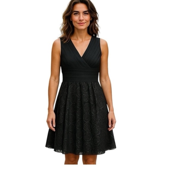 Adrianna Papell Dresses & Skirts - Adrianna Papell Elegant Black Cocktail,‎ Party Dress, Sleeveless, Pleated Bodice